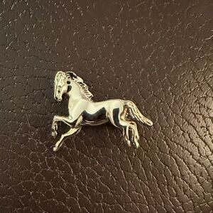 Signed Lady Remington Silver Horse Brooch